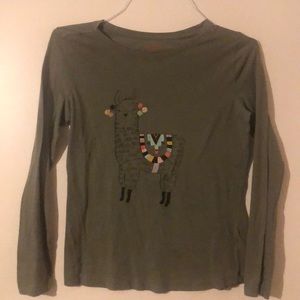 Girl’s Cat & Jack Olive Green Llama Shirt
